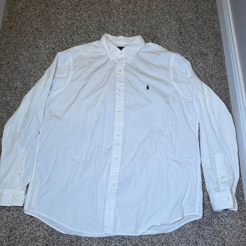 Polo by Ralph Lauren White Long Sleeve Button-Down Shirt with Navy Pony